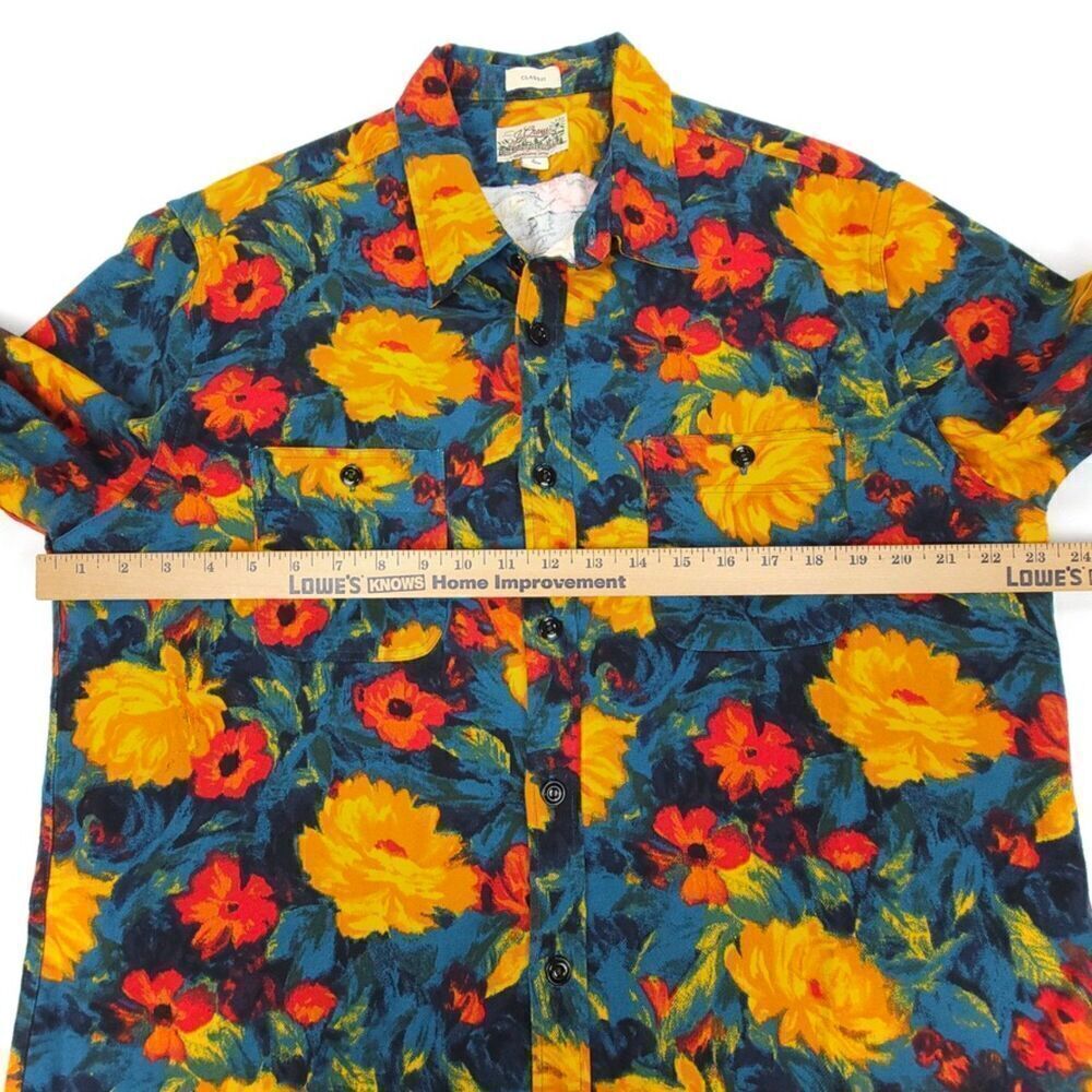 NEW J Crew Midweight Flannel Workshirt Button Down Long Sleeve Mens Large Floral - Picture 4 of 8
